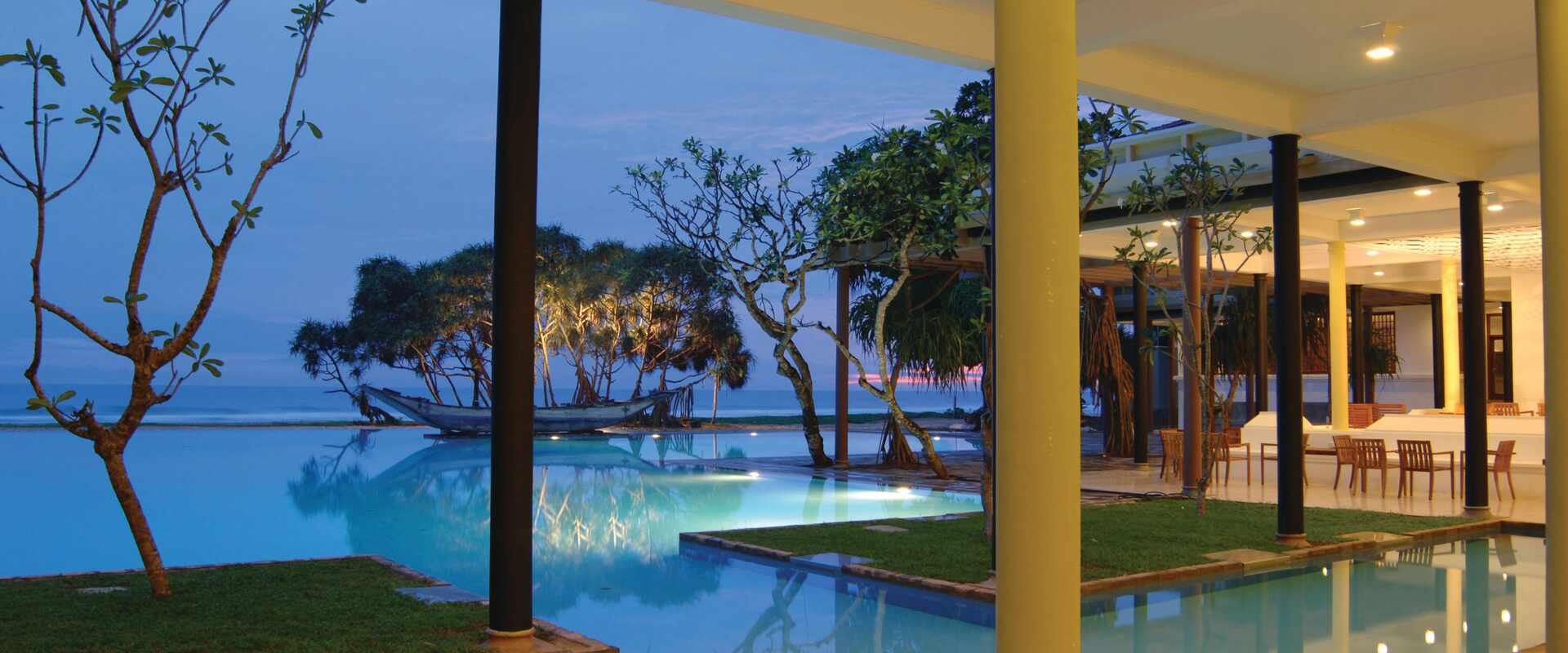 View of pool in Sri Lanks at Dusk