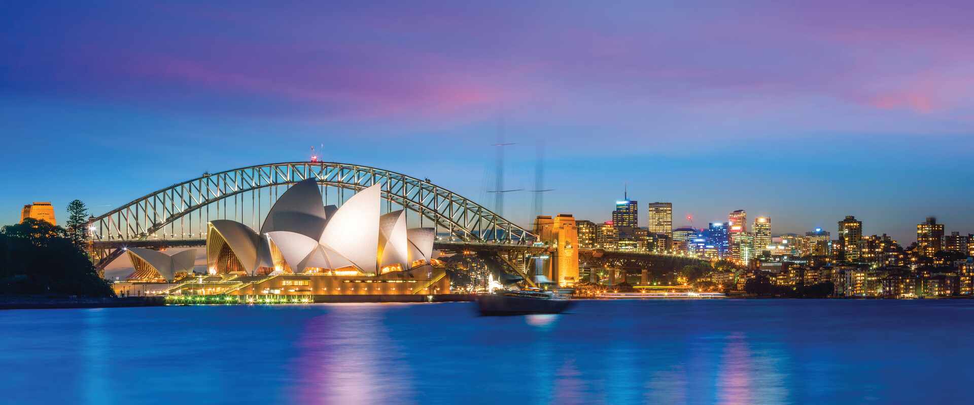 sydney opera house and bridge by night new south wales australia