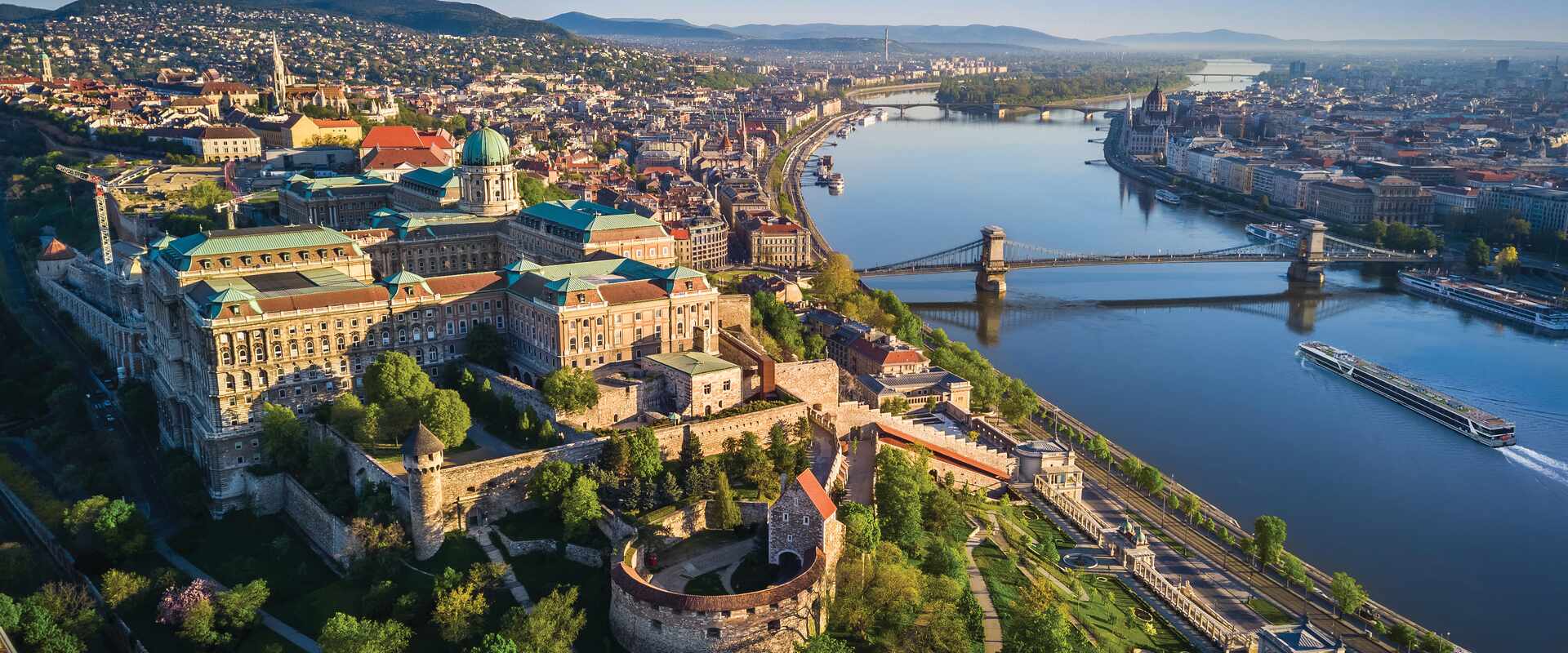 Chain Bridge along the Danube River in Budapest