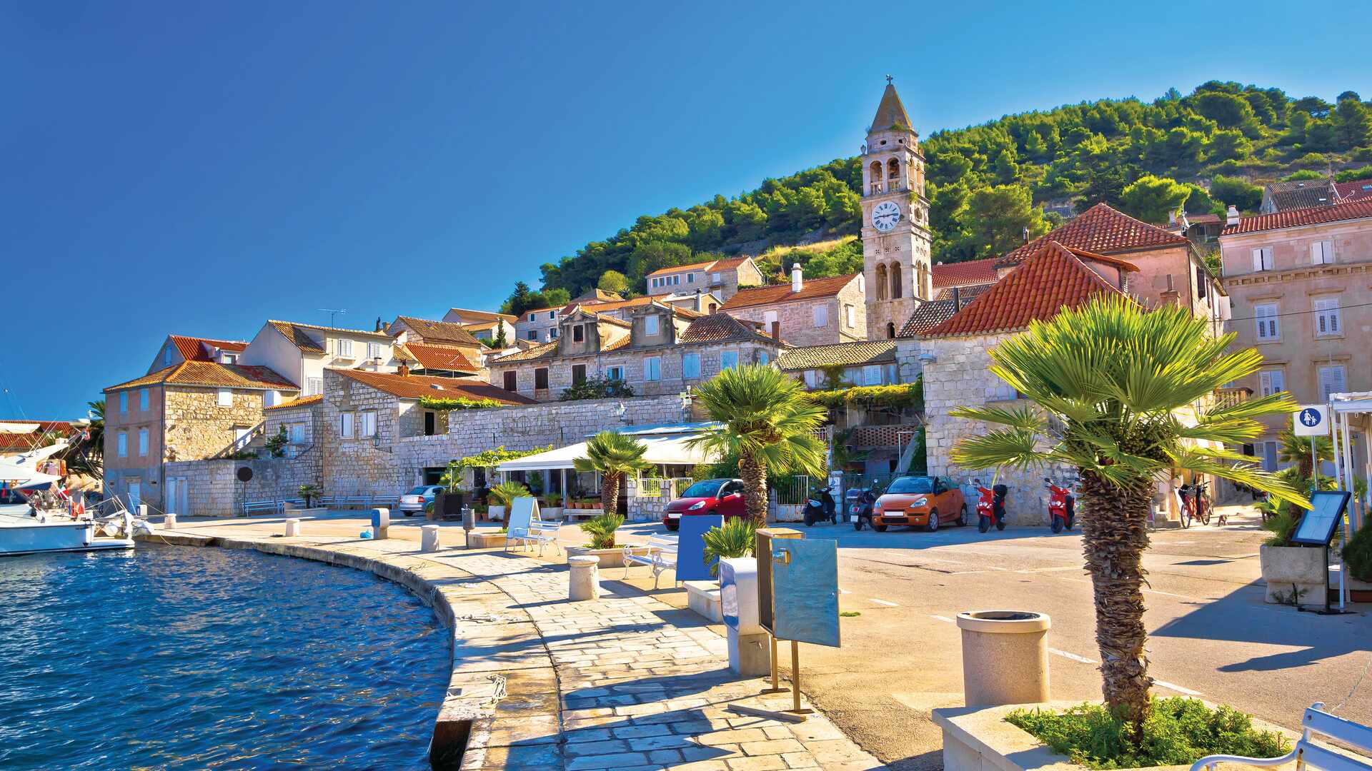 View of waterfront on Vis Island, Croatia