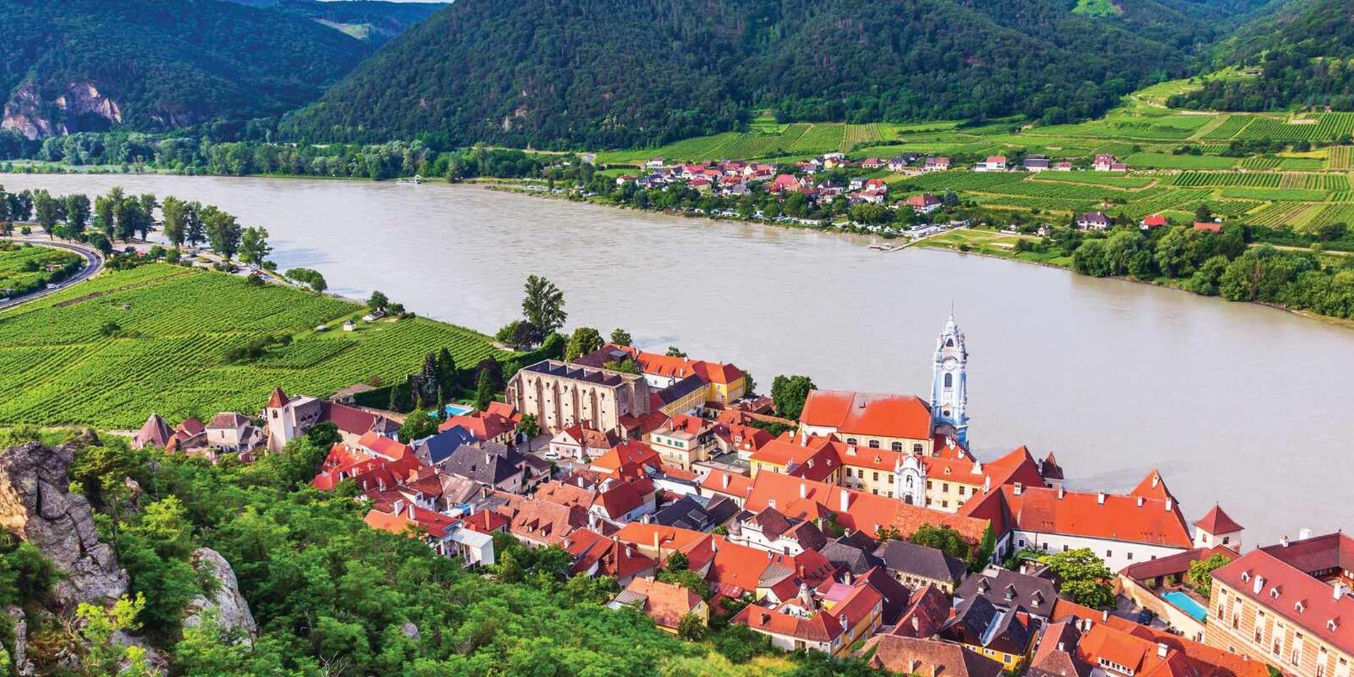 The small town of Durnstein in Wachau Valley