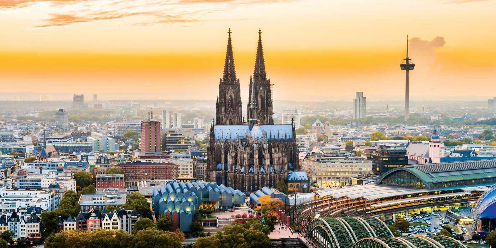 View of Cathedral on Cologne Skyline at dawn, Germany