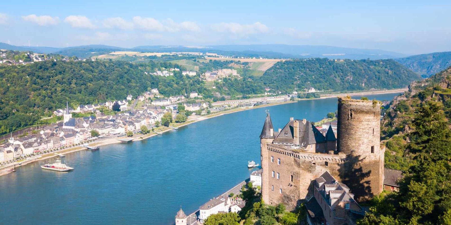 Katz Castle stands tall long the banks of the Rhine River