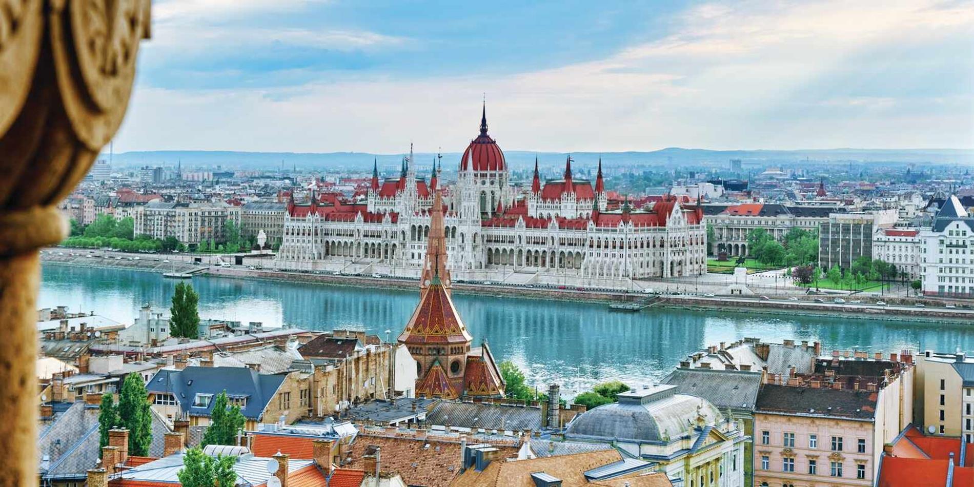 View of the Hungarian Parliament Building on the Danube River, Budapest