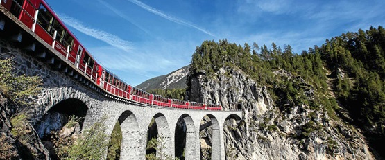 View of Bernina Express Crossing Viaduct, Switzerland