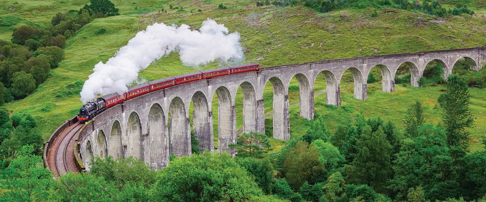 panorama viaduct jacobite steam train scotland