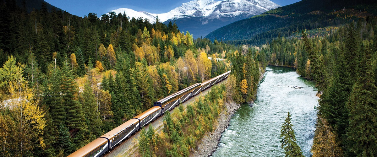Aerial scenic view of Rocky Mountaineer 