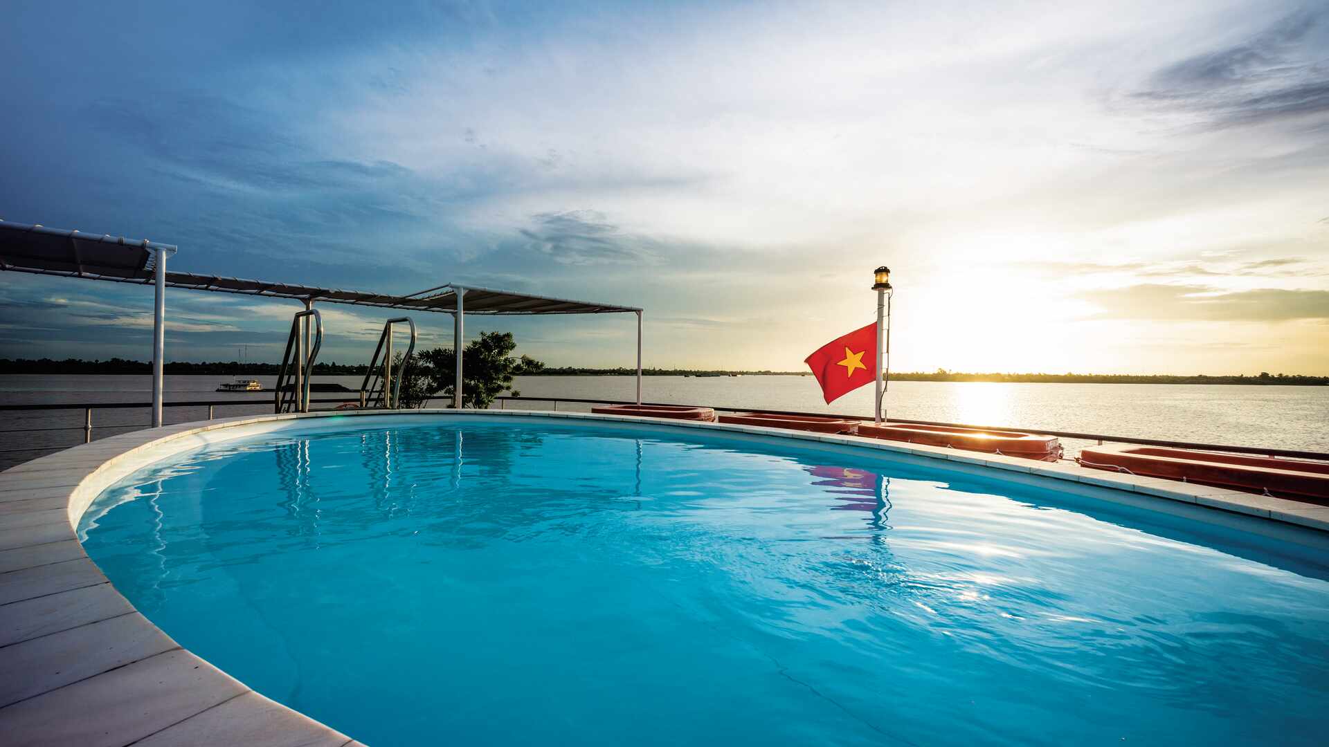  View of RV Apsara swimming pool, Vietnam and Cambodia