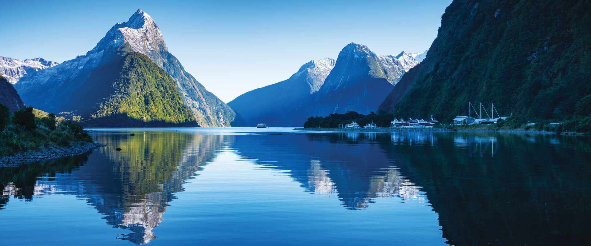 Panoramic view of Milford Sound, South Island, NZ