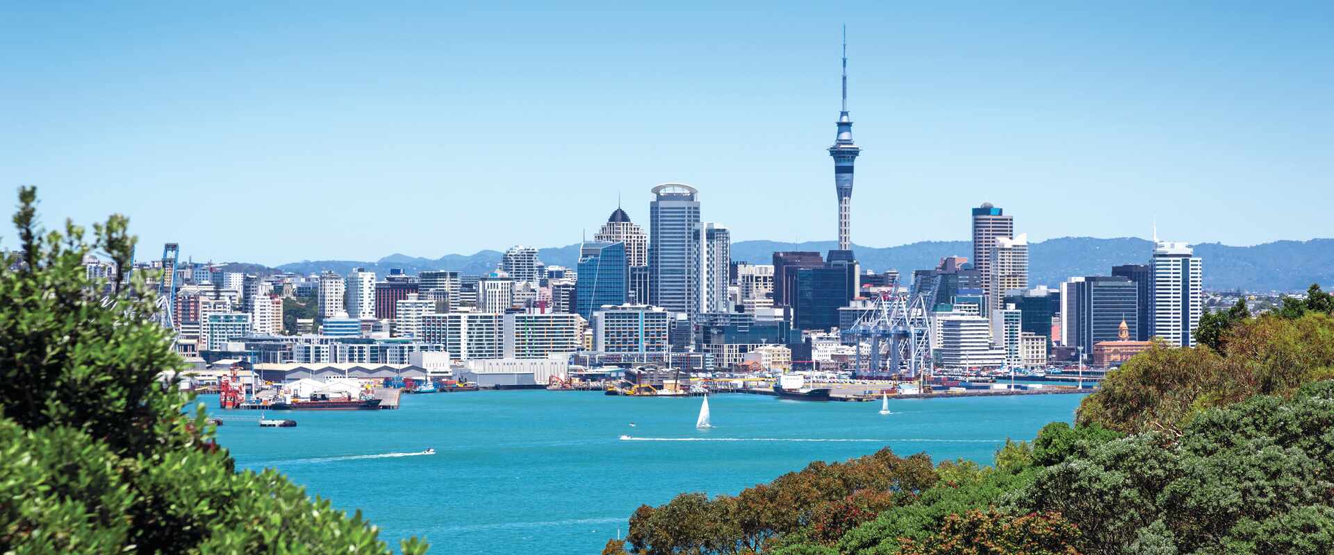 auckland city view from devonport new zealand