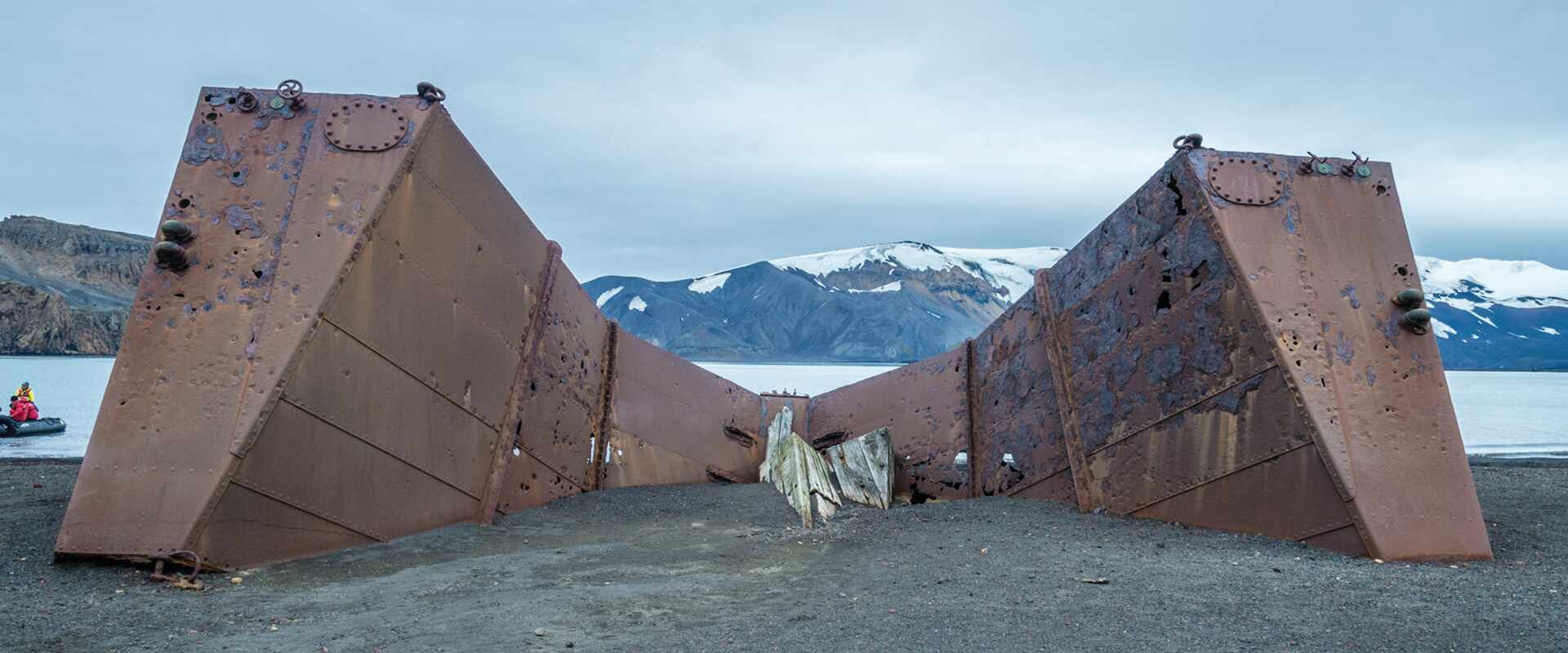 View of rusted ship, deception island