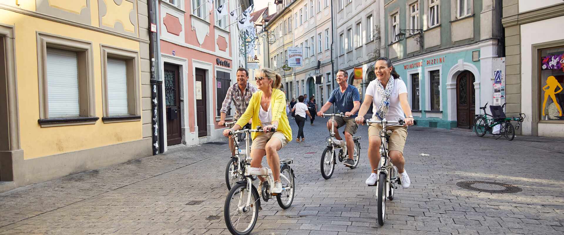 street view bike riding passengers bamberg, europe
